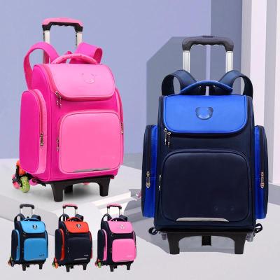 China Wholesale Anti-theft Kids Nylon Waterproof Backpack Student Telescopic Trolley School Bag Student School Bag With Wheels for sale