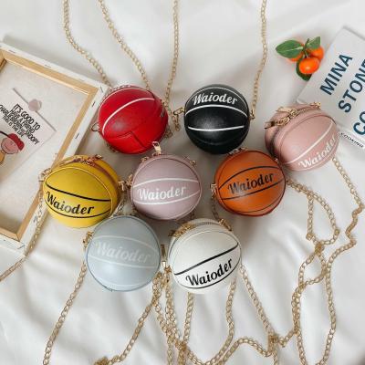 China High Quality Fashion To Bag Children's Basketball Mini Round Bag With Chain One Shoulder Messenger Bag For Cute Korean Girl for sale