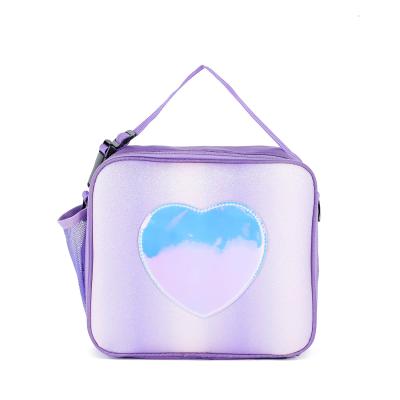 China New Style Fashion Picnic Girl Ice Cream Simple Shoulder Bag Glitter Laser Lunch Bag Colorful Insulated Lunch Bag for sale