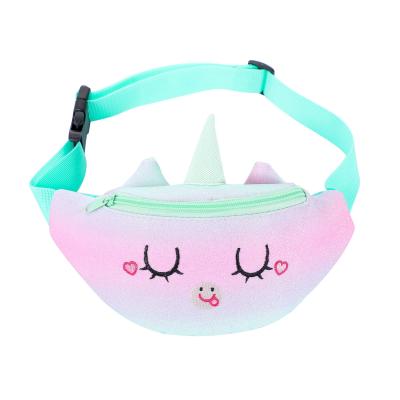 China No Glitter 2021 Colorful Children's Shoulder Bag Primary School Chest Bag Girl Cartoon Waist Bag New for sale