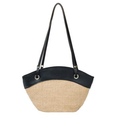 China 2021 casual new trend Art One-Shoulder Fashion Bucket Bag retro Large capacity Straw Bag for sale