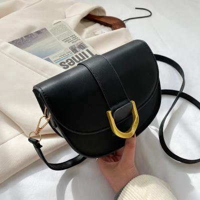 China 2021 new fashion texture trend saddle bag daily used high quality single shoulder bag for sale