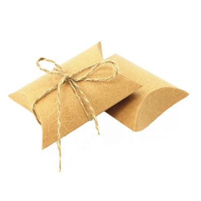 China Recyclable Eco Friendly Christmas Brown Folded Cost Effective Kraft Pillow Gift Box for sale