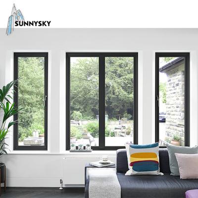 China Simple Design Folding Screen Aluminum 3 Way Sliding Casement Window for sale