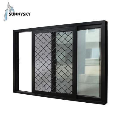 China Folding Screen Bronze Color Double Glazed Sliding Aluminum Windows For Ghana for sale