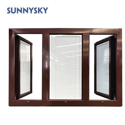 China Folding Screen 30inches x Grill 42inches Aluminum Tempered Glass Casement Window for sale