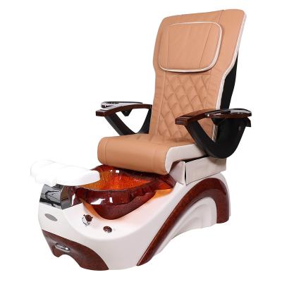 China Direct Wholesale America Design Fiberglass Colorful LED Ligiht Nail Salon For Manicure Pedicure Chair for sale