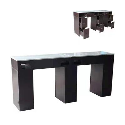 China Professional Salon Wholesale Luxury Marble Top Solid Wood Customized Nail Salon Manicure Table Nail Desk for sale