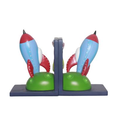 China Bookends Rocket Design Book Unique Custom Handwork Resin Finishes Kids Reading Room Book Stand Holder for sale