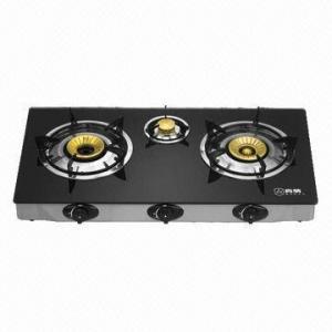 China 3-head Gas Stove with Cast Iron Burner and Coated Bottom for sale