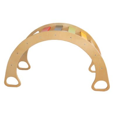 China Balanced Birch Poplar Arch Infant Montessori Education Slide Rainbow Curved Ladder for sale