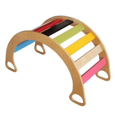 China High Quality Birch Poplar Rocking Chair Baby Play Arch Rainbow View Rising Ladder for sale