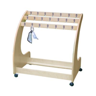 China Widely Used Fashion Kindergarten Top Quality Standing Wooden Towel Rack for sale