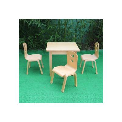 China Modern kindergarten wood color furniture dining table chair set restaurant suit for sale