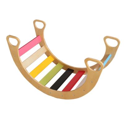 China Birch Poplar Climbing Frame Kids Balance Furniture Educational Toy Wooden Rocker for sale