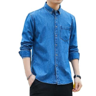 China Slim Oversized Jean Cotton Washed Casual Vintage Anti-pilling Autumn Spring Long Sleeve Denim Shirts Man Plus Size Shirts for sale