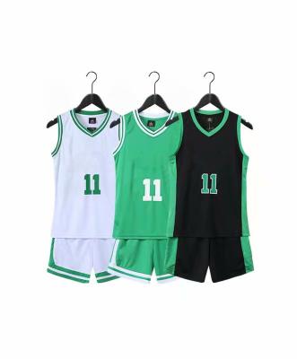 China Breathable Kids Basketball Uniform Shirt Pants Custom Blank Kid Training Basketball Tank Top Kit for sale