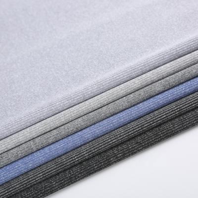 China Durable Gray Blend 2x2 Polyester Ribbed Rib Knit Fabric Edge Soft for sale