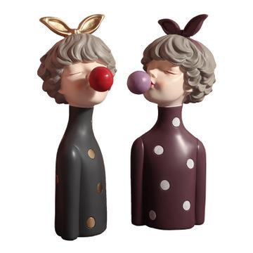 China Modern Creative Resin Character Statue Girls Art Size Modern Home Decor Tabletop Art Cute Gift Cartoon Handmade S Opens Ornaments for sale