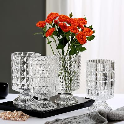 China Nordic Creative Retro High Foot Ornament Vase Flower Hydroponic Glass And Crystal Vases Wholesale Minimalist Wholesale for sale