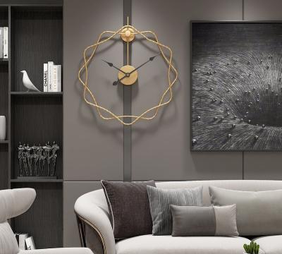 China Europe 2022 Creative European Luxury Iron Gold Prismatic Drop Ship 50CM Mute Wall Clocks For Home Decor for sale