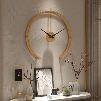 China Europe drop ship fashion 50cm metal semicircle iron wall clock gold watch mute wall clocks for wall decoration metal for sale