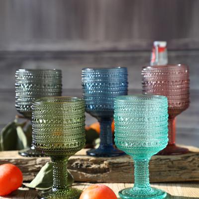 China Gray Copo De Vidro Beads Sparkling Wine Glass Cup Purple Green Crystal Glassware CLASSIC Promotional Blue Glass Goblets for sale