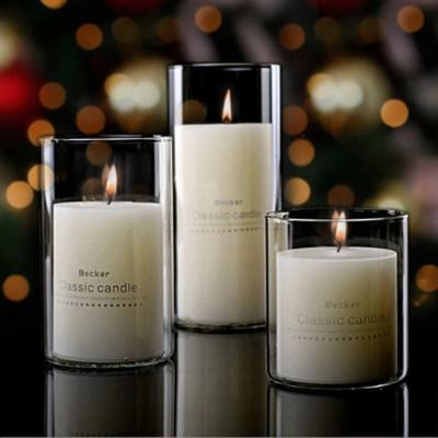 China Weddings Wholesale Creative Bottle Cylinder Soy Wax Candles Glass Candle Holders Wedding Decoration Home Centerpiece for sale