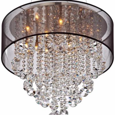 China Exquisite 11.2-2 Hanging Crystal and a Gorgeous Sheer Black Shade Brushed Nickel Black 22