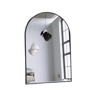 China Minimalist Wall Mounted Mirror Arched Bathroom Mirror With Metal Frame Bedroom Vanity Mirror for sale