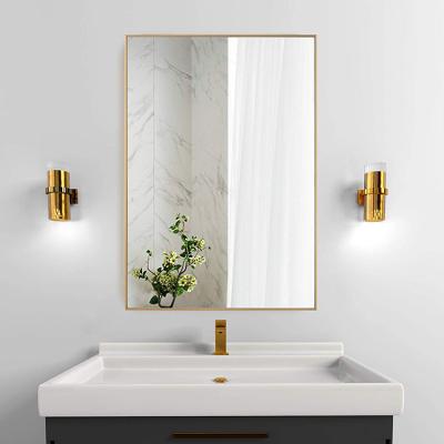 China Rectangular Metal Minimalist Wall Mounted Sight Mirror Vanity Vanity Mirror Bathroom Mirror for sale