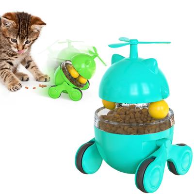 China 2021 Funny Leaking Cat Ball Cat Cat Toys Set Permeable Cat Toy No Reverse Windmill Turntable for sale