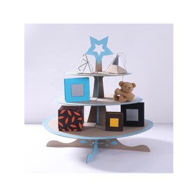 China Cheaper Sustainable Design High Quality Promotion 3 Tier Recyclable Paper Cake Stand for sale