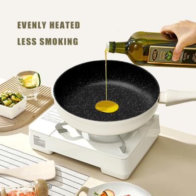 China Velosan Sustainable Nonstick Aluminum Wok Frying Pan Pressed Wok Bakelite Marble Coating Handle With Marble for sale