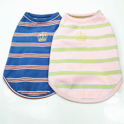 China Luxury Dog Clothes Summer Cotton Sweat-absorbent Thin Pet Clothes Striped Vest Summer Cat Vest for sale