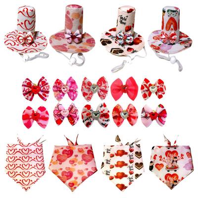 China Anti-dirty Stocked Cat Pet Hat Pet Triangle Dog Scarf Cat Dog Head Flower Holiday Valentine's Day Pet Saliva Towel Anti-dirty Scarf for sale