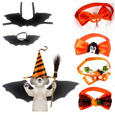 China Halloween Stocked Dress Up Props Pet Bat Wings Cool Black Cat And Dog Bow Tie Bat Transformation Costume for sale