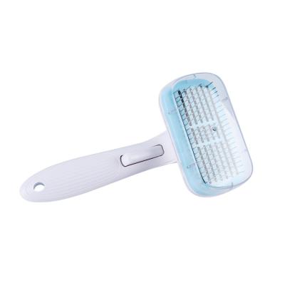 China Stocked Pet Grooming Product Dog Massage Bath Brush Pet Stainless Steel Comb With Non Slip Handle for sale