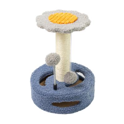 China Small Pet Flower Climbing Frame Cat Stocked Jumping Platform Pet Toy High End Sisal Frame for sale