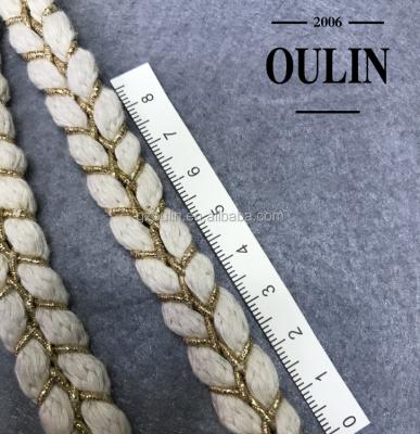 China Trim type decoration lace rope knitted rope used on clothes for decoration black and gold color rope used on clothes for sale