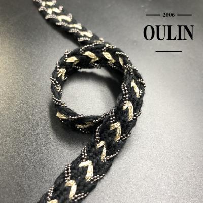 China Decoration Chenille Design Ribbon With Ball Chain Trims Bands With Ball Chain Accessory Using On Clothes for sale