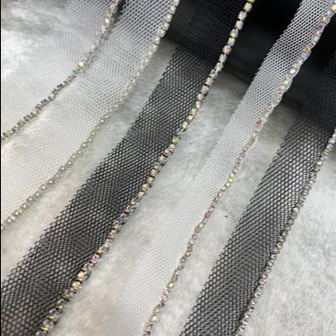 China Viable new factory design wholesale mesh fabric warp trim rhinstone lace trim on clothes accessory for sale