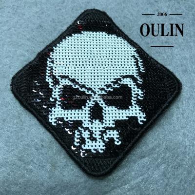 China 3D Sequin Patches Made By Machine Skull Type Sequin Patches Sew On Clothes Sequin Patterns for sale