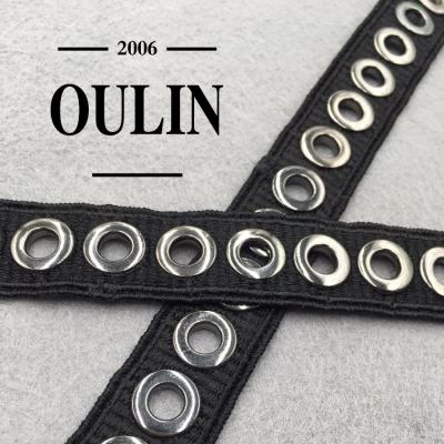 China Durable Garment Use Fashion Tape Eyelet Ribbon With Eyelet Ribbon Copper Material for sale