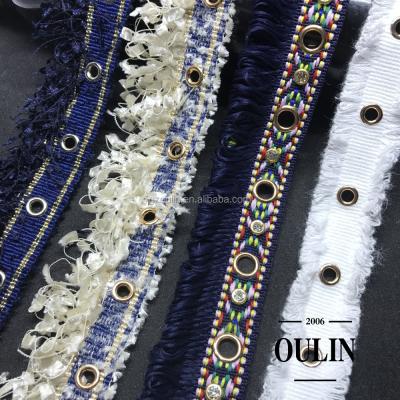 China Sustainable Fringes Type Eyelet Lace Trim New Designs Embroidery Bands Lace Trims Hot Selling Designs Eyelets Lace Trim for sale