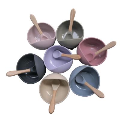 China New Modern Baby Bowl Silicone Feeding Dish Waterproof Spoon Non-slip Dishware BPA Free Silicone Bomb For Baby Bowl Baby Dish for sale