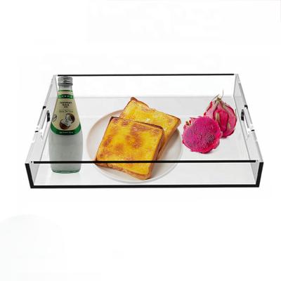 China Eco - Friendly Wholesale Custom Size Clear Acrylic Square Stacking Food Trays For Bed for sale