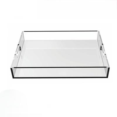 China Eco-Friendly Luxury Home Decor Organizer Storage Clear Acrylic Chocolate Cake Tray With Handle for sale