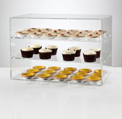 China Deploying Acrylic Merchandise Display Case Large Capacity Clear Rack Display Stand For Cupcake for sale