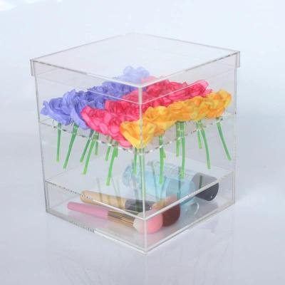 China Fashional Custom Mounted Box Cabinet Flower Organizer Display Transparent Acrylic Flower Showcase for sale